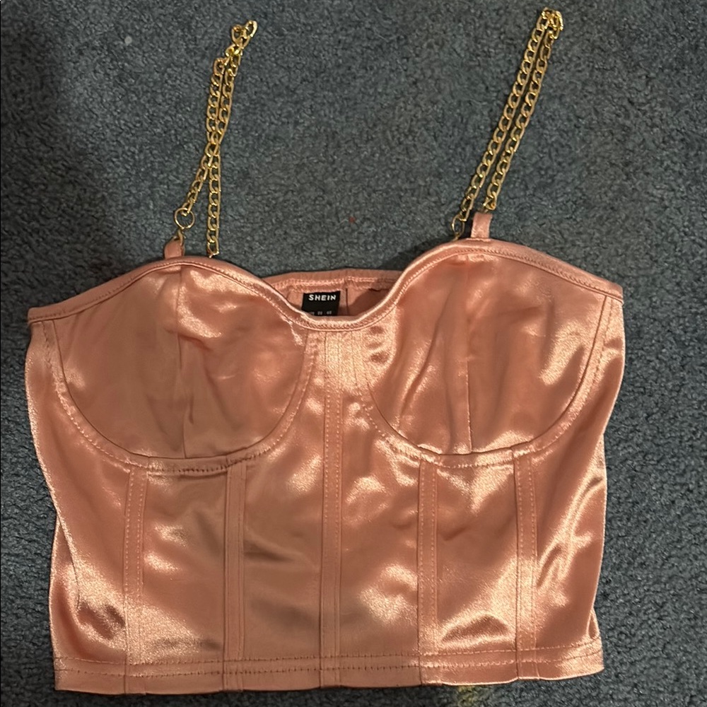 SHEIN Pink Satin Crop Top